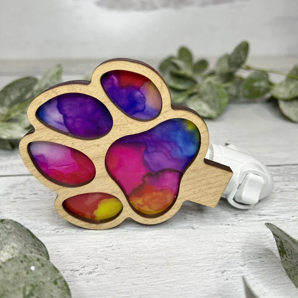 Wooden Paw Print Night Light Colorful Bright Plug In‎ Wall Decor Handmade - Picture 4 of 10